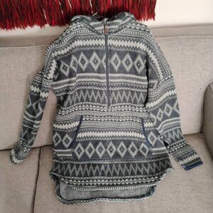 Smartwool Hudson Trail Fleece Poncho Hoodie Women's Medium Twilight Blue Wool